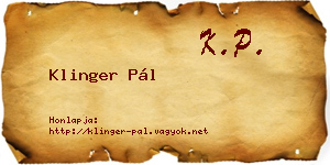 Klinger Pál névjegykártya